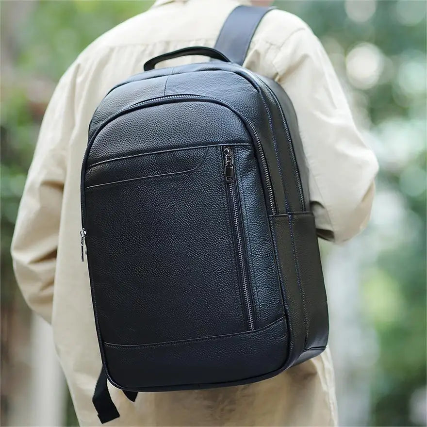 MARRANT Male Cowhide Leather Schoolbag Large Capacity Business Travel Laptop Backpack Mens Genuine Leather Backpack