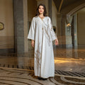 New Style Beautiful Fashion Muslim Dress V-Neck Sequin Design Long Dress Loose Sleeves Femmes Abaya