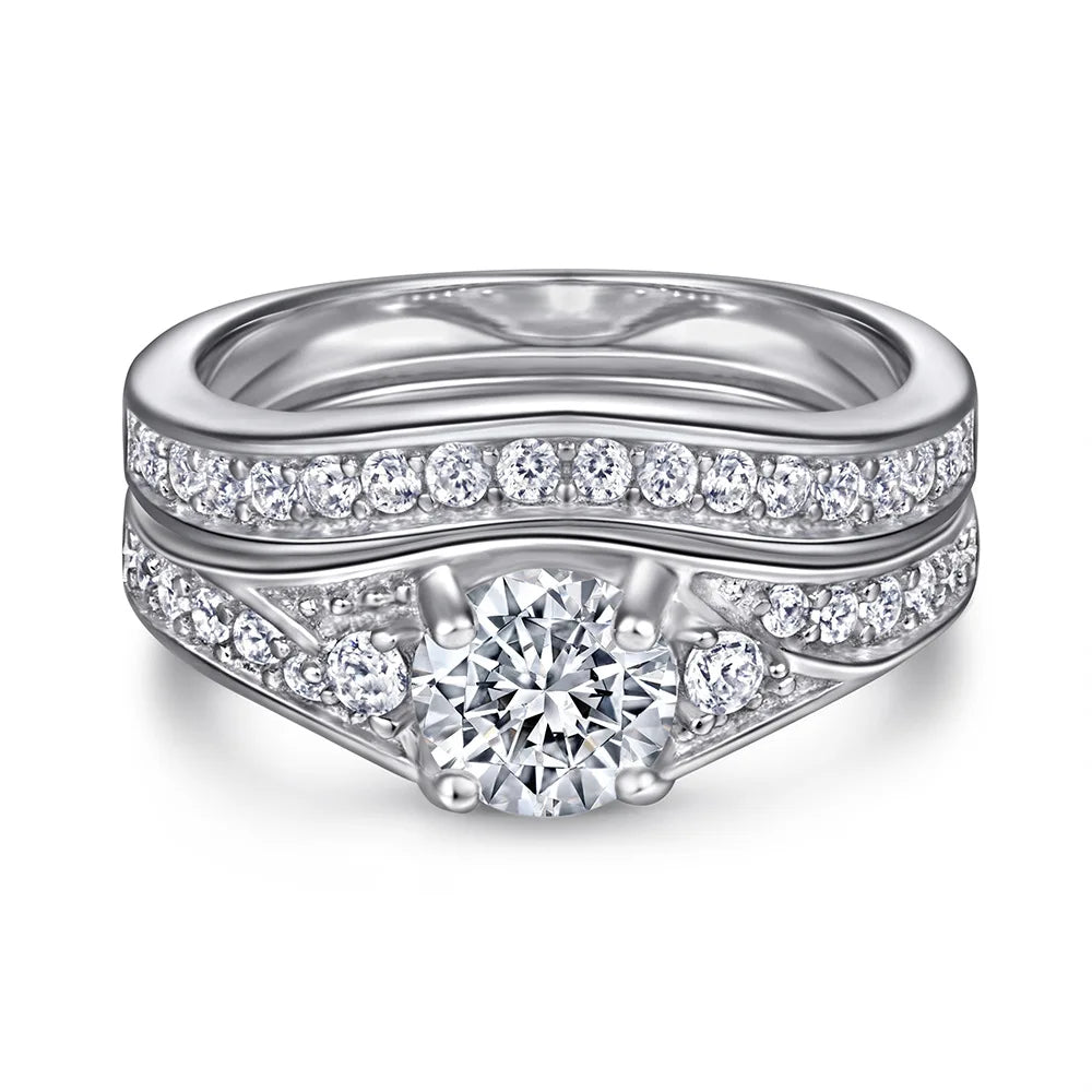 New Full Zircon Round Heart Set S925 Sterling Silver Engagement Ring Retail Wholesale Pink Party Round Women Gift