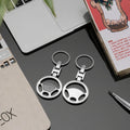 Car Brand Promotional Keychain & Carabiner Metal Steering Wheel with Laser Engraving for Vehicle Promotion