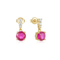 Delicate Ruby Zirconia Earrings Stud 925 Silver Jewelry Fancy Gold Plated Drop Earrings Women