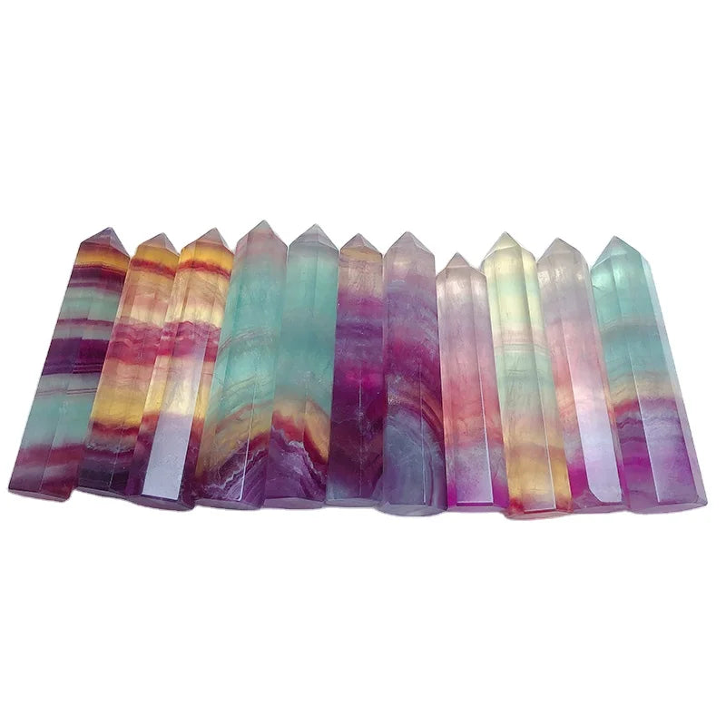 Wholesale Price Natural Rainbow Candy Fluorite Point Healing Stone Crystal Towers for Home Decor