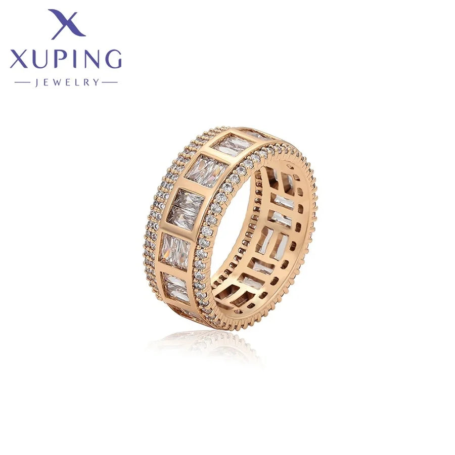 X001114342 Xuping Jewelry Synthetic Cubic Zirconia Full Iced Out Fashion Chunky Wedding Engagement Ring for Men and Women