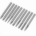 Set 10 3mm Double Diamond Cut Rotary Dremel Tools Tungsten Carbide Milling Cutters for Woodworking Carbide Tipped Router Bits"