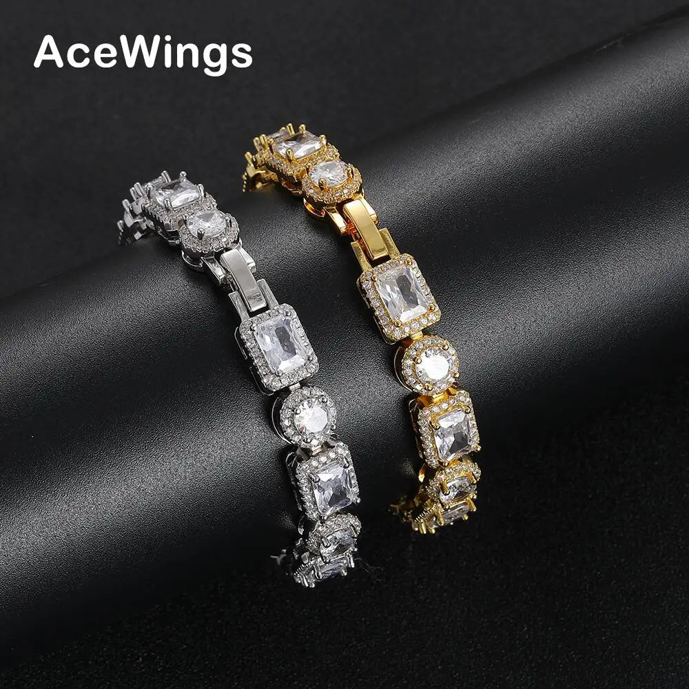 BB132 Hip Hop Jewelry Iced Brass CZ Bracelet Men and Women for Gift