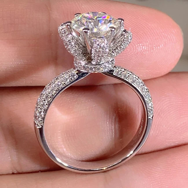 CAOSHI Jewelry New Beautiful Design Two Color Electroplated Round Clear Stone Rings Lady Bicolor Girls Big Women Flower CZ Ring