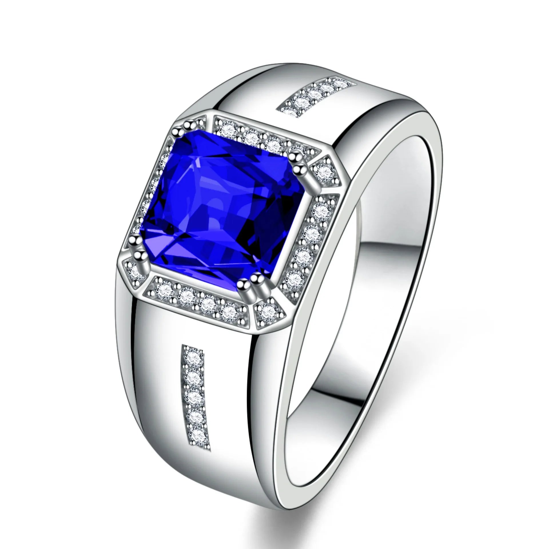 Customized Design Hot Sale Moissanite Men Ring Square Shape Emerald Gem Ring for Domineering Stone Men Knuckle Ring