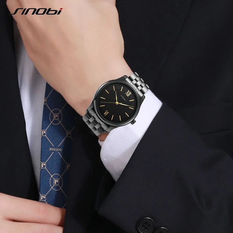 Black Alloy Luxury Couple Watch Men/Women Gold Pointer Quartz Movement Seiko Fashion Business Style S9833G/L