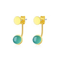 Fashion Fine Jewelry 925 Sterling Silver Jade Stud Earrings 18k Gold Women Simple Chalcedony Stud Earrings