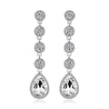 Miallo Crystal Earrings Round Drop Evening Wedding Silver Long Fashion Bridal Earrings