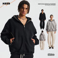 High Quality Oversized Zip Hoodies Street Style Heavy Weight Blank No String Custom Plain Dyed Hoodie for Men