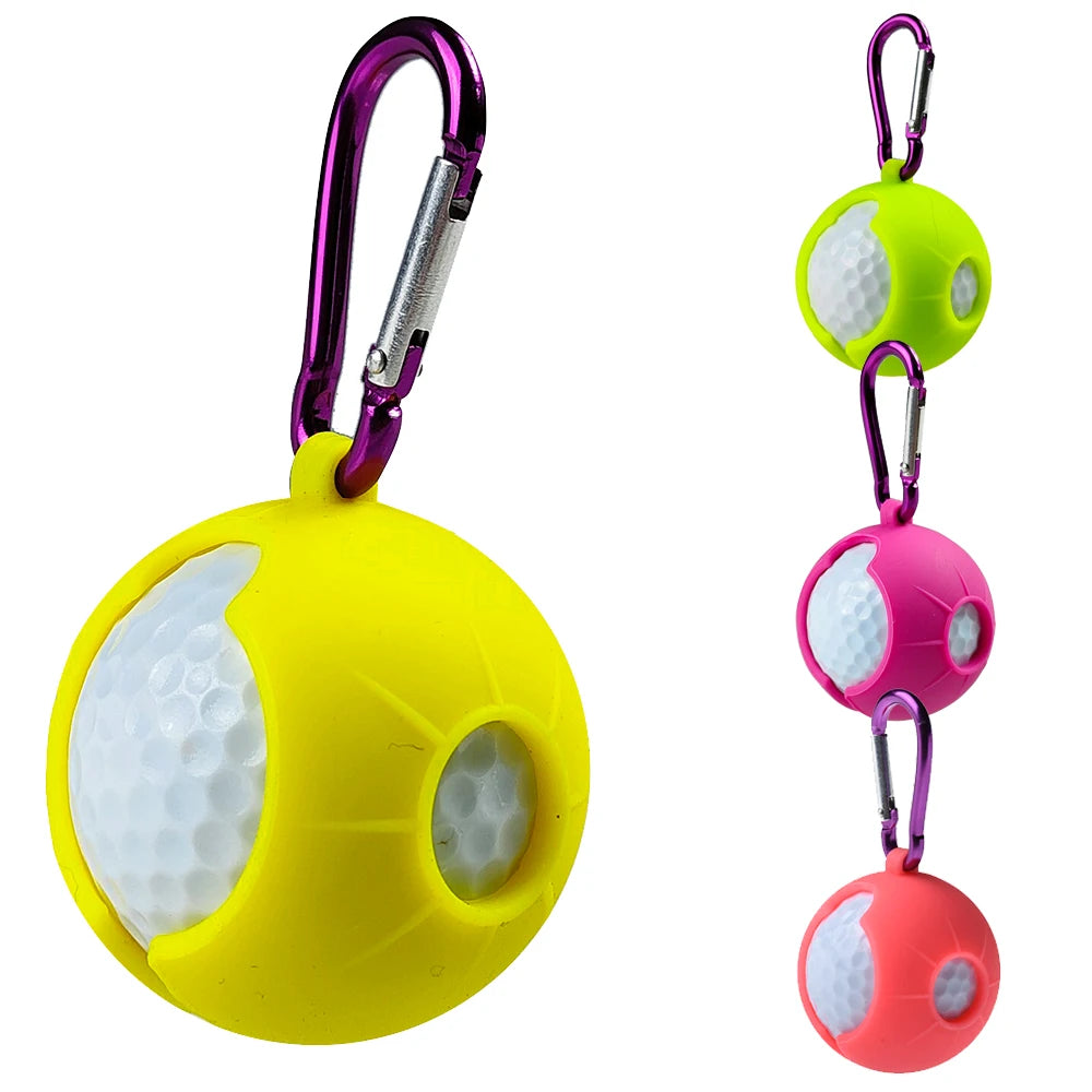 Wholesale Custom Portable Soft Silicone Golf Ball Holder with Carabiner Rubber Golf Ball Cover for 1 Ball