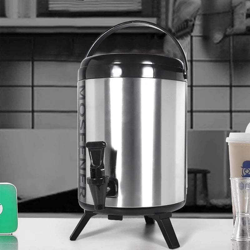MOSEENER Commercial Stainless Steel Insulated Double Wall Flask Heat Preservation Barrel Bucket for Hotel Restaurant for Milk