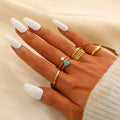 Beimai OEM Ring Gold-plated Titanium Steel Hollow Line Oil Drop Women Ring Set