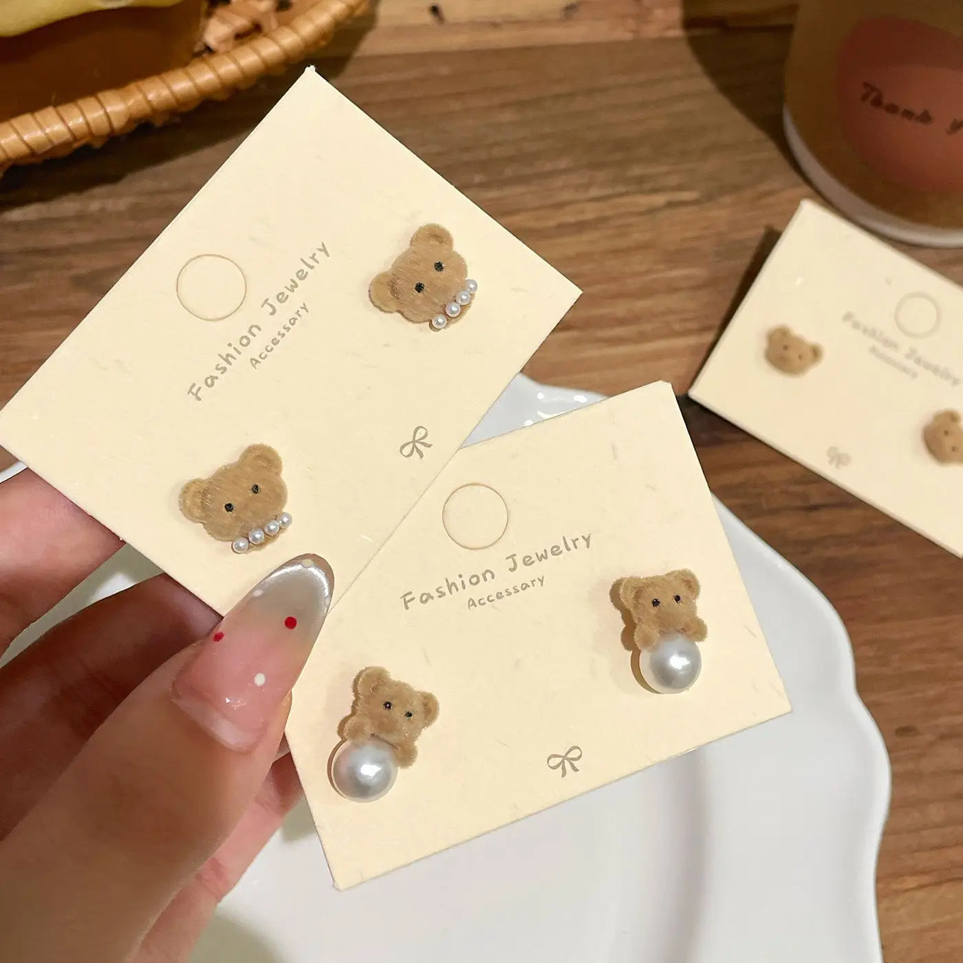 Girls Kids Cute Pearl Rhinestone Small Jelly Candy Resin Animal Charm Jewelry Cat Dog Teddy Velvet Gummy Bear Studs Earrings
