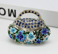 SHINNYGIFTS Enamel Trinket Box Handbag-Shaped Flower Design Pewter Metal Jewelry Gift Box for Weddings Souvenirs Wholesale