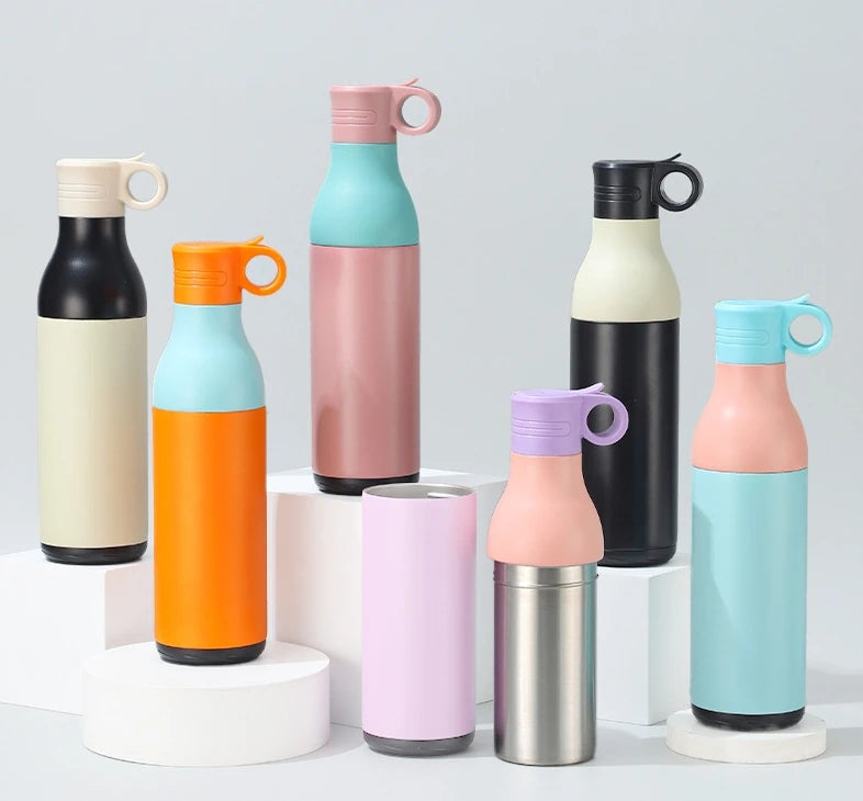 New Multi Functional 2 in 1 Stainless Steel Insulation Sports Water Bottle Can Cooler Outdoor Cycling Car Portable Tumbler