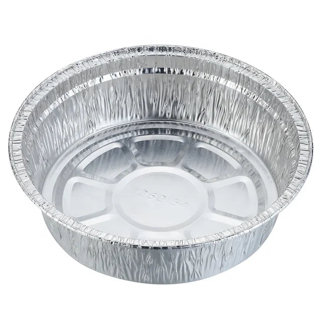 1100ml 19.8*6cm Round Pot Casserole Aluminum Foil Tray Disposable Food Grade Tin Box Take Out With Foil or Dome Lid RO198
