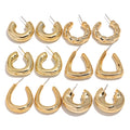 2025 Trendy Unisex Party Electroplated Durable Metallic Color Geometric Screw Bead Twisted Acrylic Hoop Earrings