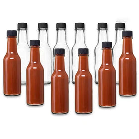 Wholesale 150ml 5oz Clear Glass Bottles with Screw Cap Custom Manufacturers' Seal for Sauce and Food Plastic Lid Included