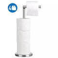 Washroom Free Standing Toilet Paper Holder with Shelf Floor Standing Stainless Steel Toilet Roll Tissue Holder Gold for Bathroom
