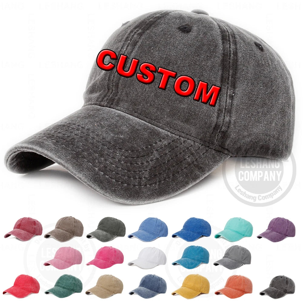 Wholesale Unstructured Soft Hat With Custom Logo Unisex Vintage Custom Logo Distressed Cotton Baseball CapS Washed Dad Hats