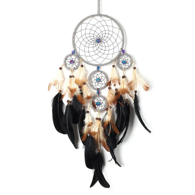 Retro Style Dream Catcher Tree of Life Traditional Feather Dreamcatcher with Lights Hanging Decorations Dreamcatcher