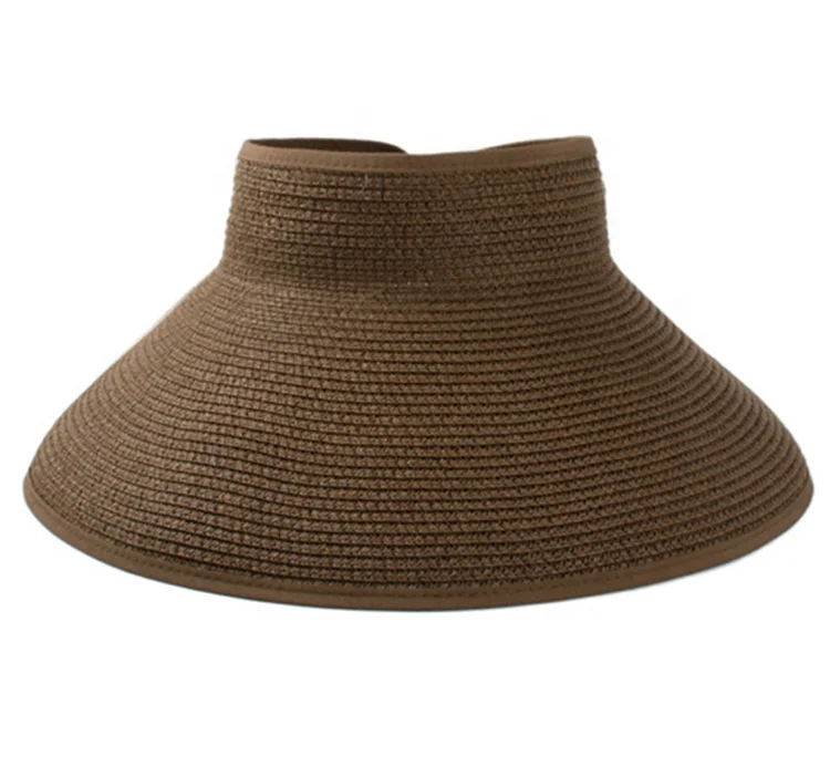 2026 Wholesale Summer Folding Empty Sunshade Hat Straw Beach Sun Hat Visor Hats for Women MegaBDM
