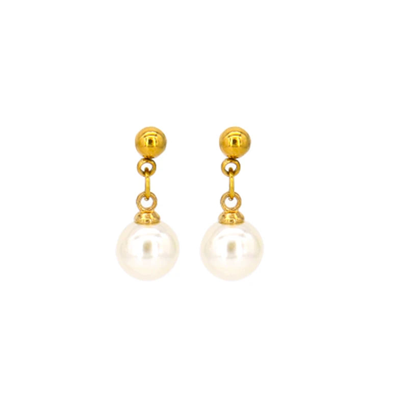 Natural Pearl Stainless Steel Earrings 18K Gold Plated Stainless Fresh Water Pearl Jewelry Women Baroque Pearl Pendant Earring