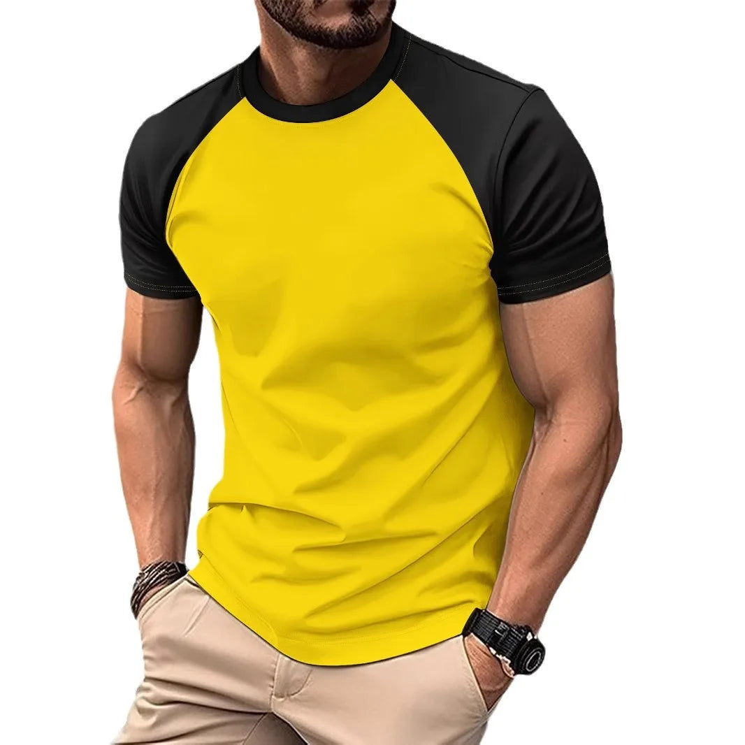 2025 New Fashion Men's Loose Fit T-Shirt Solid Color Sports Raglan Sleeve 180g Knitted Jersey Direct Factory Sale Blank Design