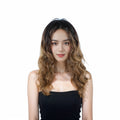 24 Inch Synthetic Ombre Long Curly Transparent Lace Front Wig Heat Resistant Futura Fiber for Women Daily Party