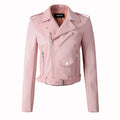 S-3XL New Women's Leather Wash PU Leather Oblique Zipper Motorcycle Leather Short Coat Handsome Coat
