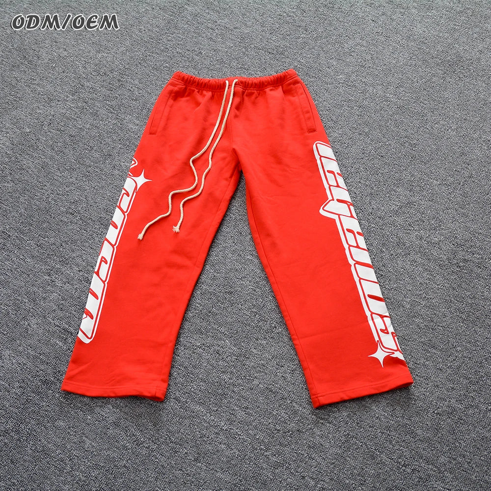 Custom Trousers Jogger Sweatpants Skeleton 3D Puff Print Fleece Stacked Flared Pants Men