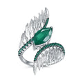 C8238 Abiding Shield New Plating Tech Customization Vintage Design Jewelry Marquise Green Agate 925 Sterling Silver Ring