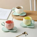 Scandinavian Ins Style Tulip Mug and Saucer Set Pink Porcelain Ceramic Creative Novelty for Coffee or Tea Box Packed Stocked