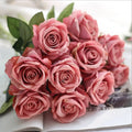 Hot Sale Artificial Single Rose Artificial Velvet Single Rose Flower for Wedding&home Decoration Artificial Silk Flower