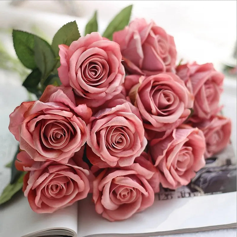 Hot Sale Artificial Single Rose Artificial Velvet Single Rose Flower for Wedding&home Decoration Artificial Silk Flower