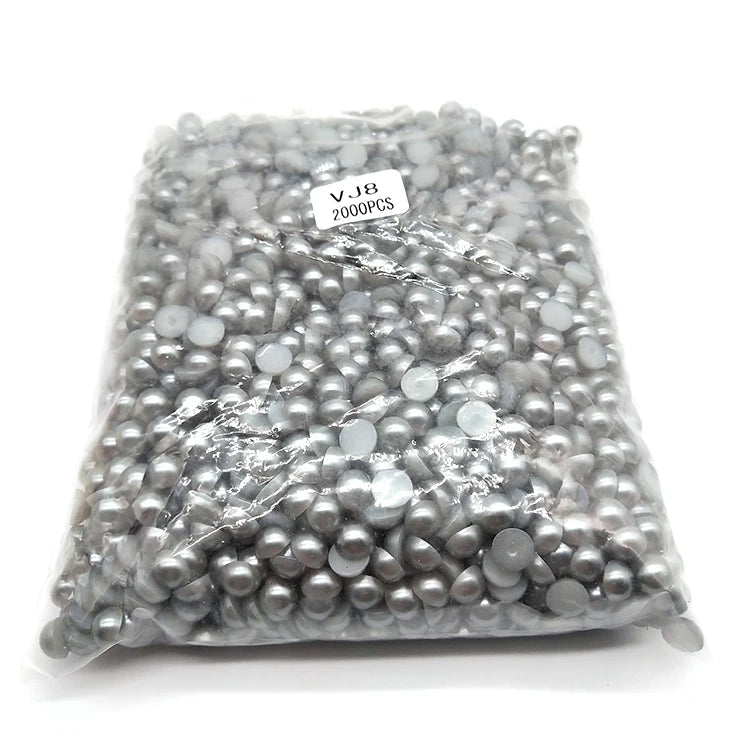 Wholesale Bulk 8 mm Multi Colors Flat Back Beads Glue on Nail Art Half Round ABS Plastic Pearls for Clothing Bags DIY Decoration