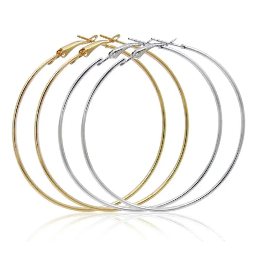 Women Jewelry Simple Gold Plated Oversized Thin Lightweight Hoops Extra Large Stainless Steel Skinny Hoop Earrings