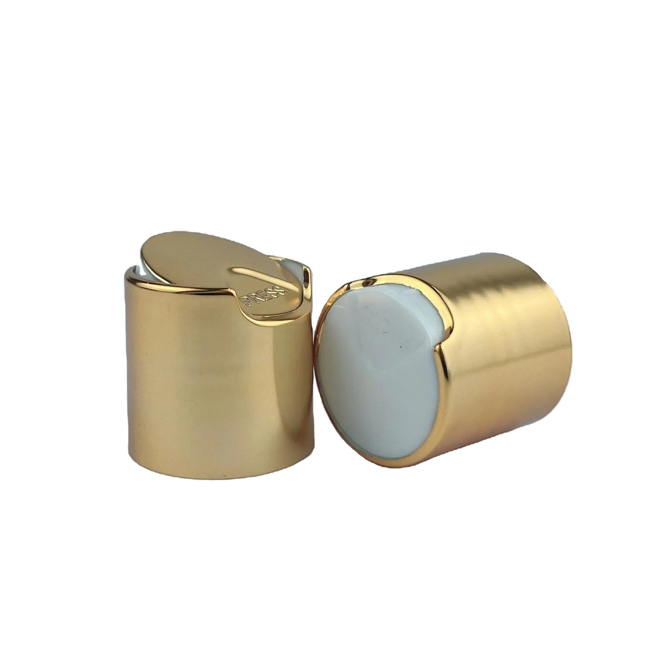 24/410 Shiny Gold Plastic Disc Top Cap Mental Color Shampoo Bottle Screw Lid Free Sample Shampoo Lotion Bottle Cap