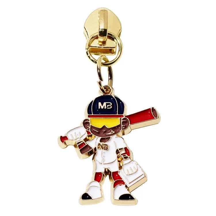 Custom Made Purse Accessory Zipper Puller Branded Logos Enamel Design Shoes Replaceable Head Zipper Tags for Coat
