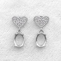 Sterling Silver 5*7/6*8mm Semi Mount Stud Earring Empty Support Blank Claws Setting S925 Base Without Center Stone for DIY Inlay