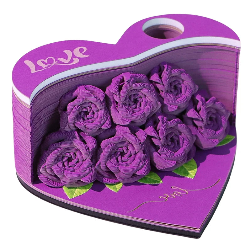 2026 Handmade Paper Crafts 3D Memo Pad Bouquet Roses 156 Sheets Custom Brand Unique Christmas Valentine's Wedding Gifts MegaBDM
