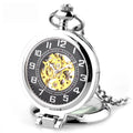 Silver/Gold Transparent Cover Mechanical Pocket Watch for Men Vintage Skeleton Dial Clock Hand Wind Male Fob Chain Watches MegaBDM