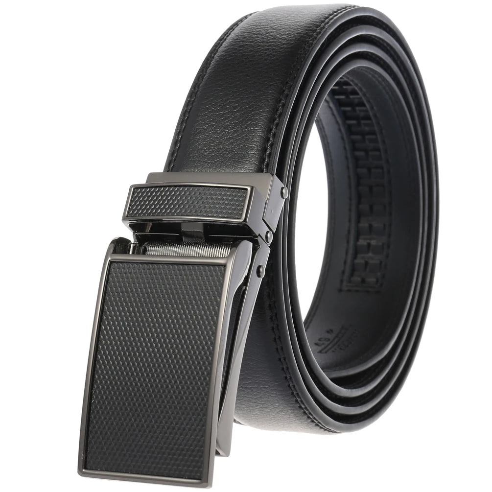 LY33-0223-1 New Fashion 3.0cm Width Men's Alloy Buckle Leather Belt Mens Belts Genuine Leather Luxury Men's Leather Belt