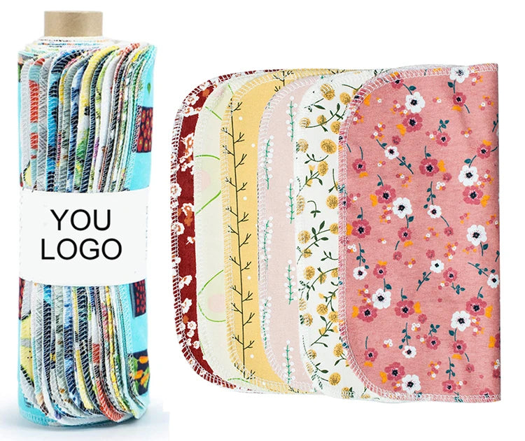 30 Pack Pure Cotton Floral Pattern Washable and Reusable Paperless Napkins Zero Waste and Recyclable for Home Use