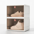 Haogle Sneaker Shoes Box Light Creative Transparent Turn Open Cover Down Folding Plastic Shoe Storage Box