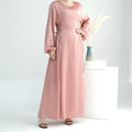 2024 Hot Selling Luxury Prayer Newest Long Sleeve Elegant Satin Tunic Dress Islamic Kaftan Muslims Dresses for Women Abaya
