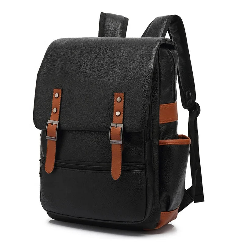 New Style Pu Leather Laptop Travel Backpack Waterproof School Bags for College Student Large Capacity Vintage Business Backpack