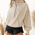 2025 Long Sleeve Solid Lightweight Pullover Tops Loose Half Zipper Sweatshirt With Pocket Women's Casual Hoodies